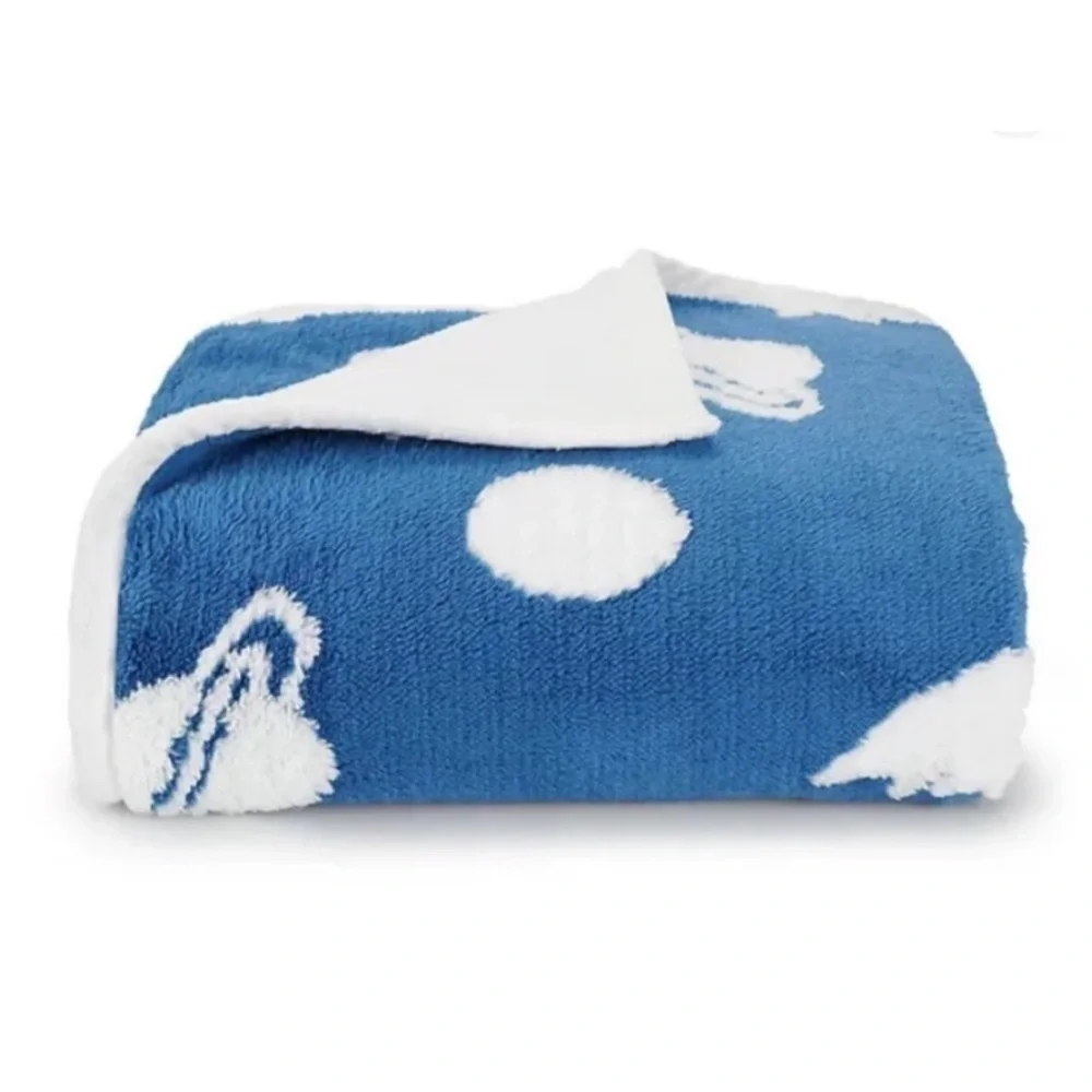 The Big One Oversized Sherpa Throw Blanket Blue Stars and Planets  50” x 60”
